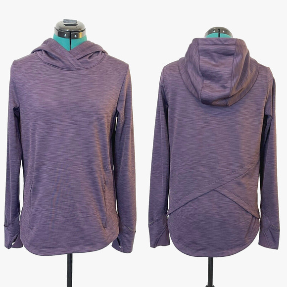 Athleta Back Crossover Hooded sweatshirt Pullover size Small Purple - Picture 1 of 10